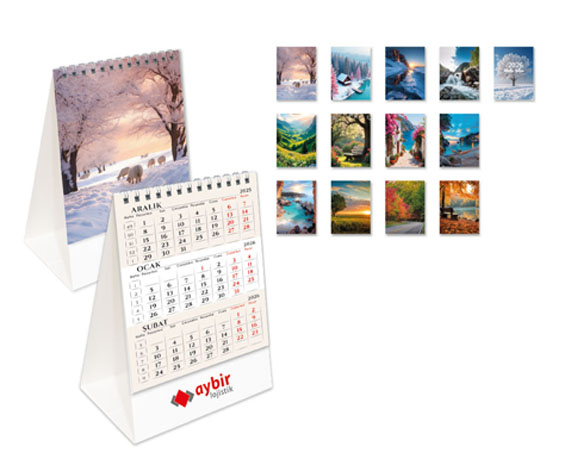 13 yapraklı Piramit Takvim Kış Manzaraları