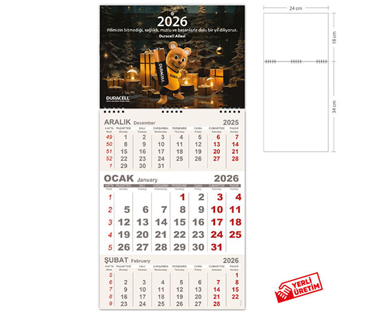 Kod 01 Minik Gemici Takvim (Tek Parça Spiralli)